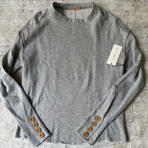 Garbe Luxe Lana Heather Gray Sweatshirt W Button Detail Sz S